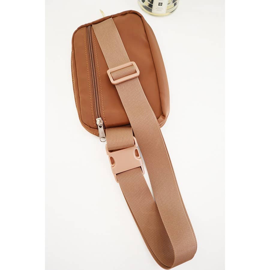 Solid Color Crossbody Fanny Pack Belt Bag: BROWN / ONE