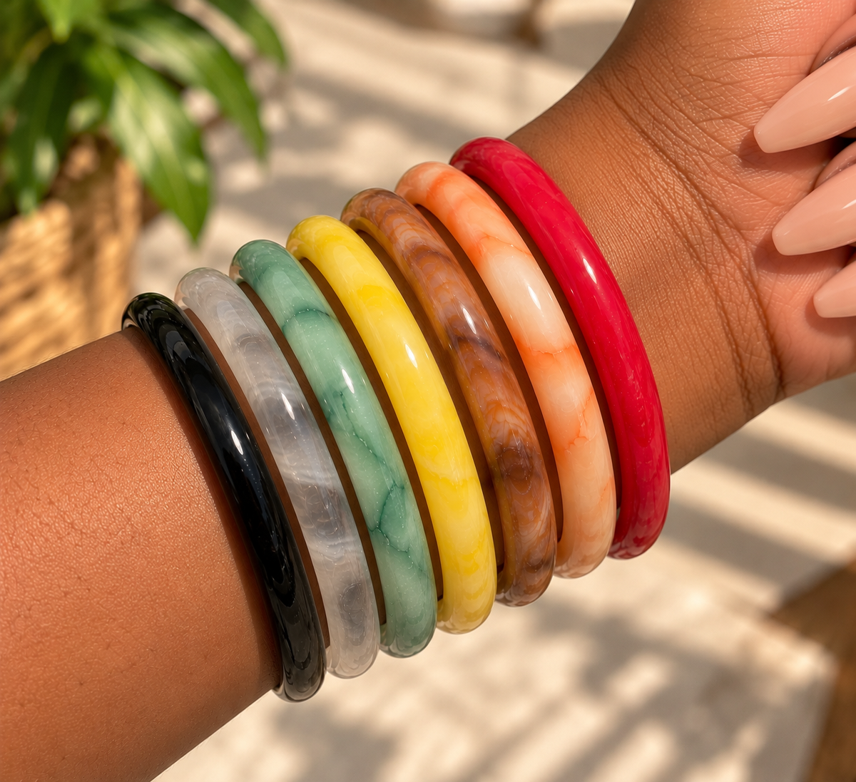 Jade-Inspired Glass Bangles | Stackable Fashion Jewelry
