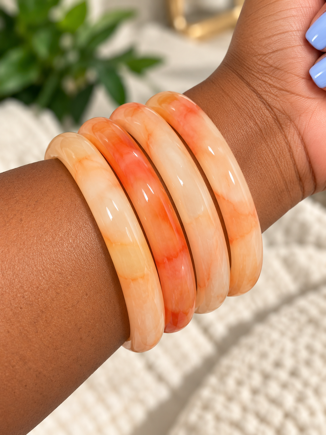 Jade-Inspired Glass Bangles | Stackable Fashion Jewelry