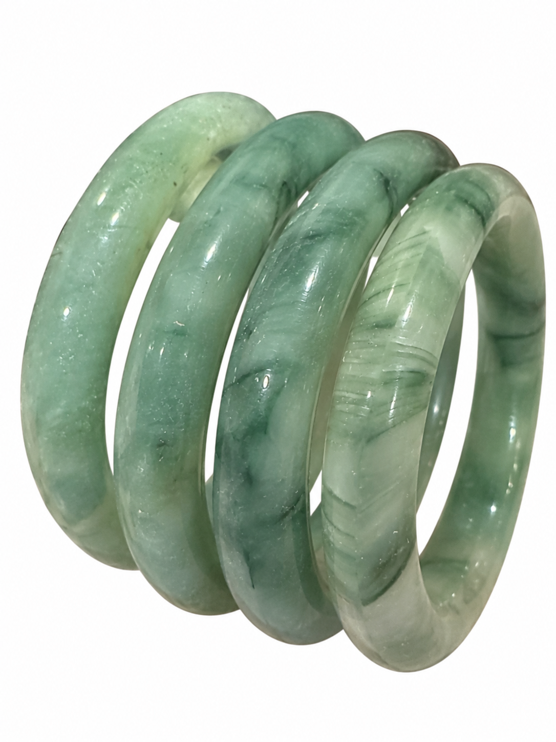 Jade-Inspired Glass Bangles | Stackable Fashion Jewelry