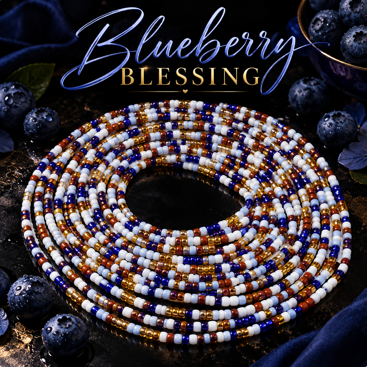Blueberry Blessings Tie On Waistbeads
