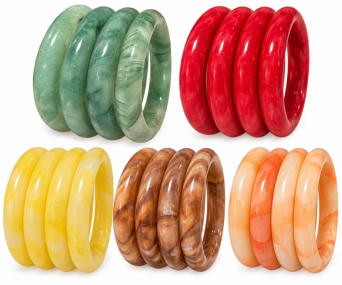 Jade-Inspired Glass Bangles | Stackable Fashion Jewelry