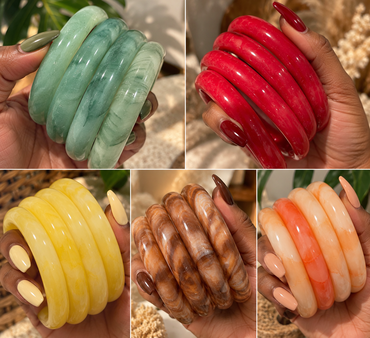 Jade-Inspired Glass Bangles | Stackable Fashion Jewelry
