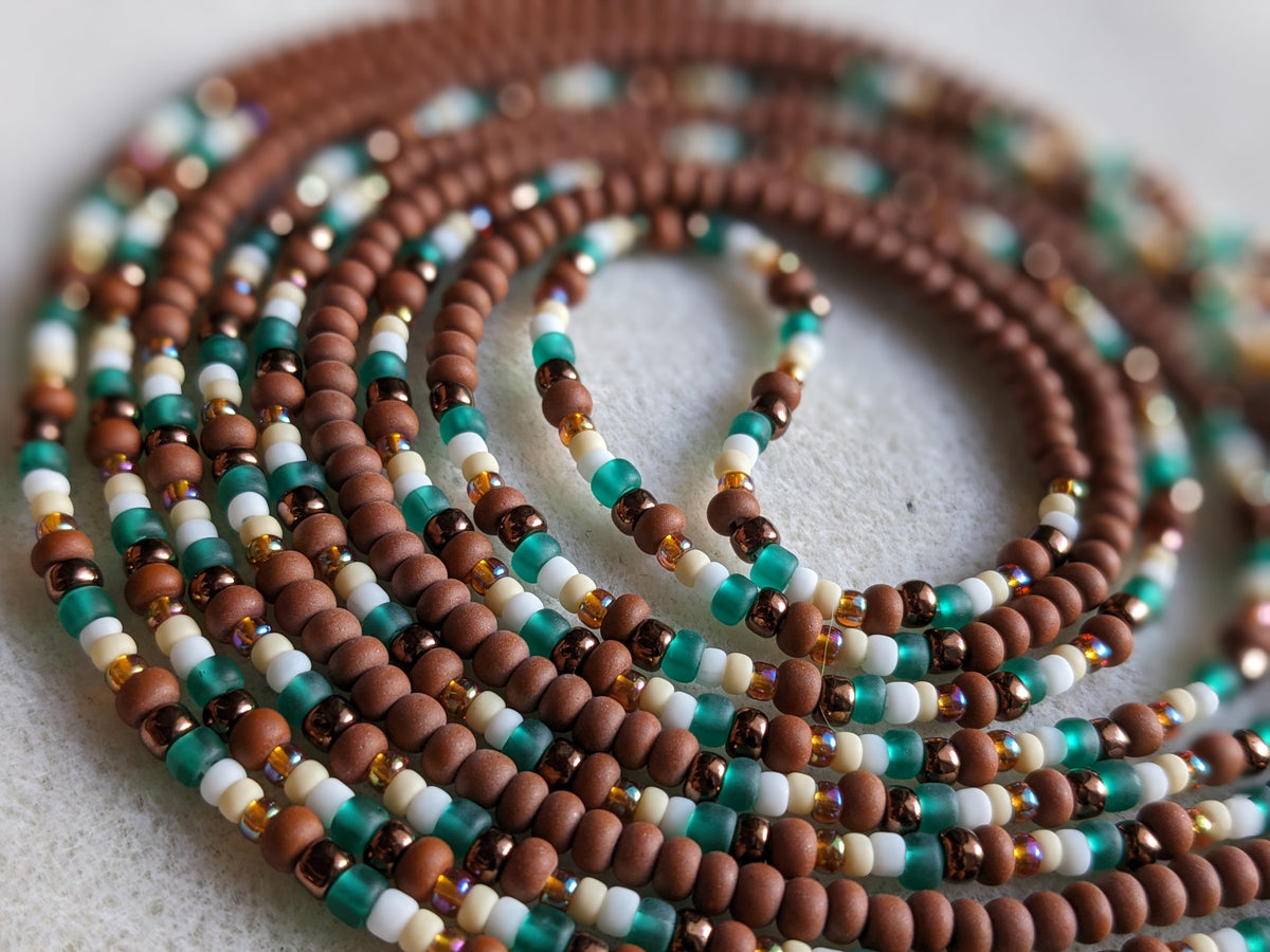 Artisan Beaded Waist Tie | Boho Statement Piece WHIPPY Boho Turquoise Belt for Women Wax Rope Braided Waist  main image 3